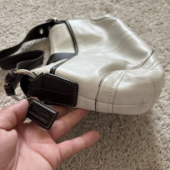 Coach Vintage Soho Y2K Leather Buckle Flap Shoulder Bag WHT/BWN F10910 & Wallet - Picture 4 of 15